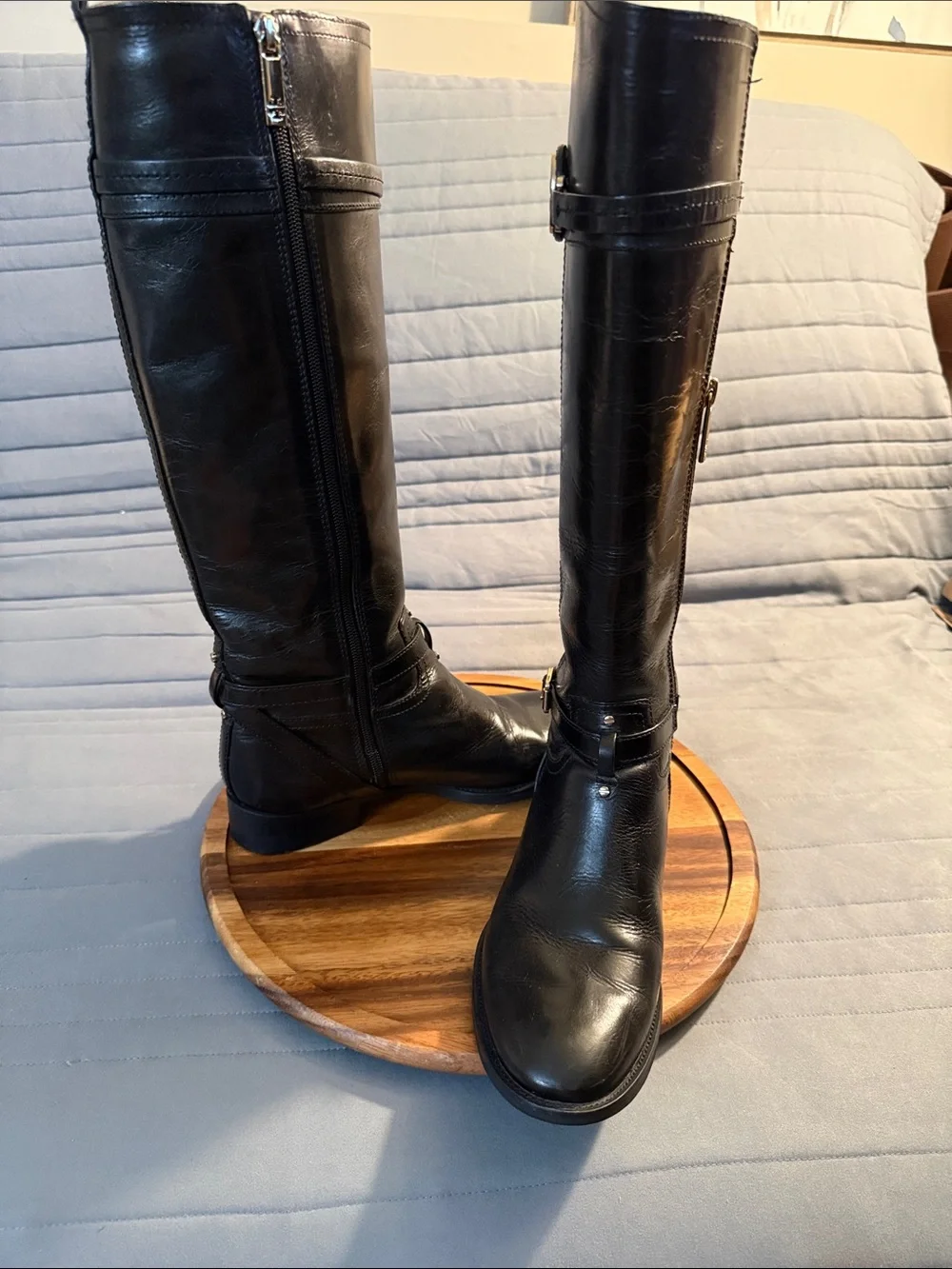 Tory Burch Calista riding boot gold tone buckle
